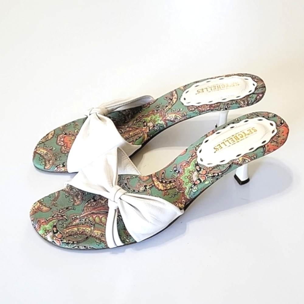 Seychelles white leather upper slip-on heels women's size 8.5